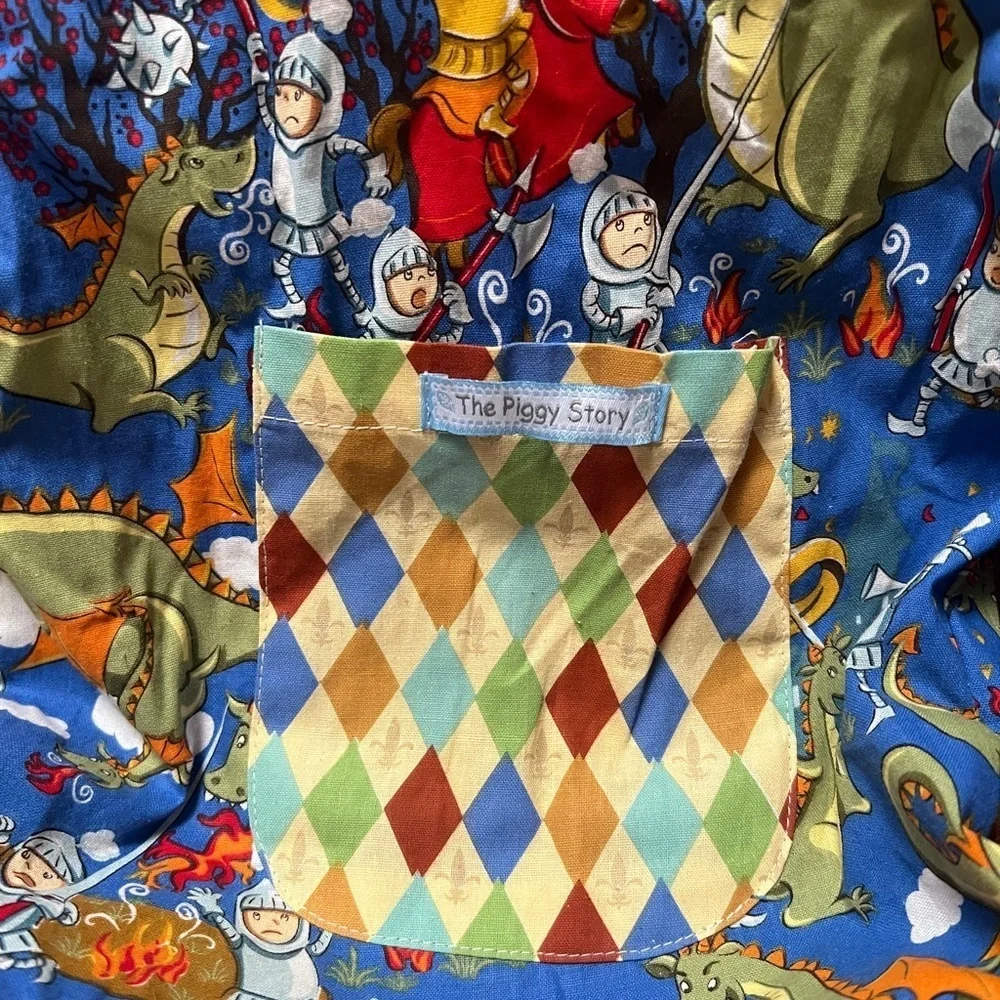Toddler Backpack with matching pillow and color case- knight and dragon